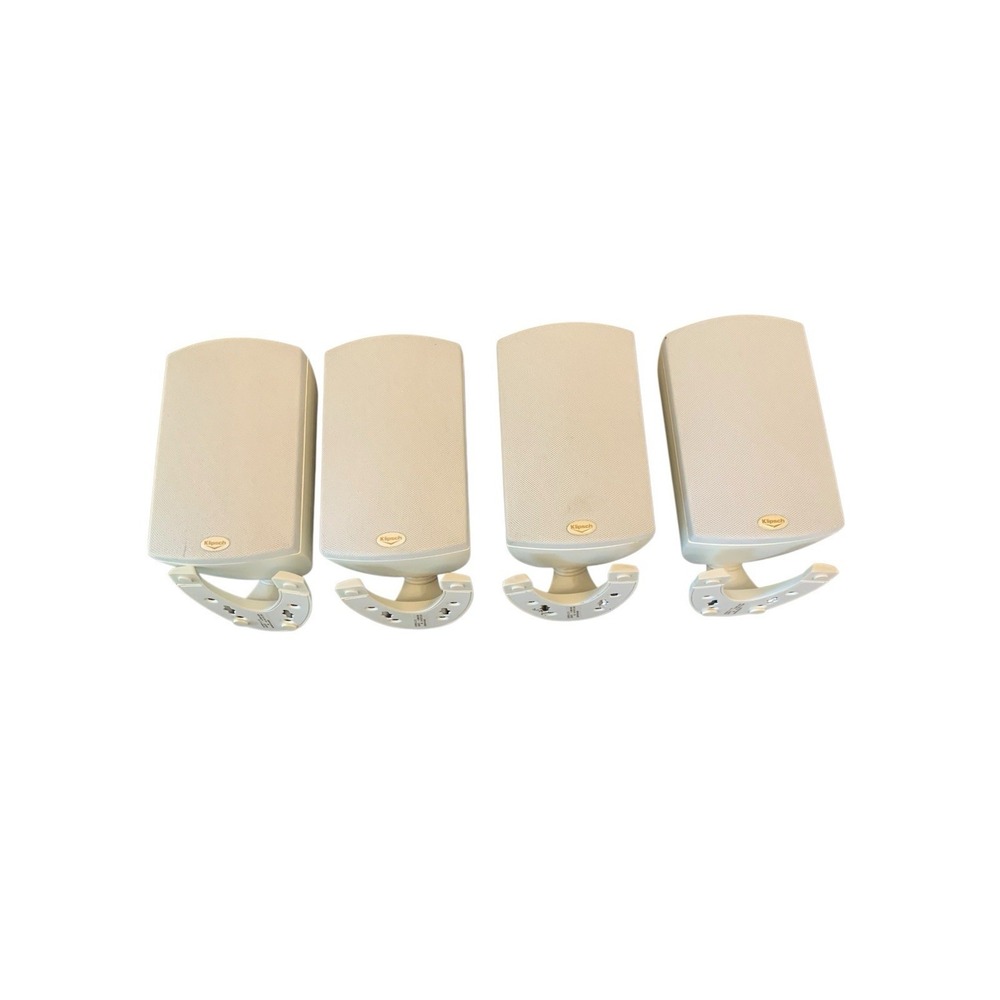 Klipsch Quintet Micro Theater Speakers (4) White Adjustable Base Tested Working